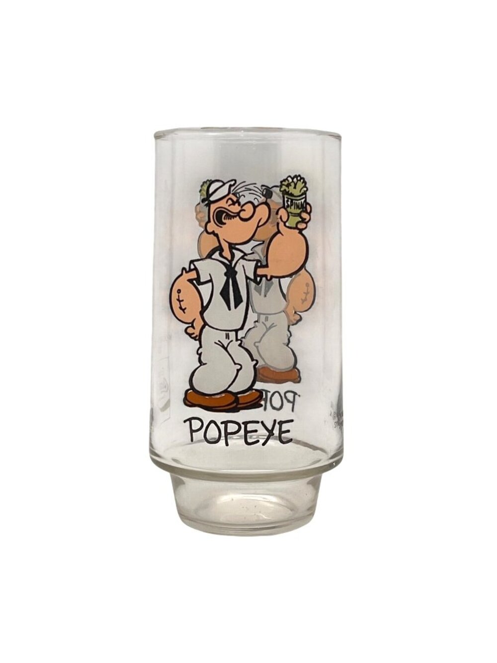Vintage 1975 Popeye Kollect-A-Set Coca-Cola Glass 6" Tall Cartoon Spinach Lover